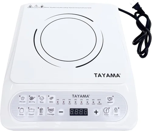 Vista 4 de TAYAMA Placa de inducción blanca de 1500 vatios con 8 ajustes