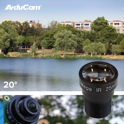 Vista 5 de Arducam Kit de lentes M12 para cámara Raspberry Pi HQ (tipo 1/2.3), telefoto de 20 a 180 grados, gran angular, lentes ojo de pez con adaptador M12 a