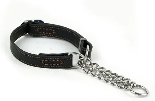 Vista 6 de Love Dream Martingale - Collar de cuero para perros de entrenamiento, cadena de acero inoxidable antiescape, sin tirones, para perros pequeños, Negro