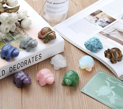 Vista 7 de QINJIEJIE Figuras de tortuga de viaje de cristal de amatista, cristales curativos, el mejor regalo de viaje para mujeres, hombres, viajeros, amantes