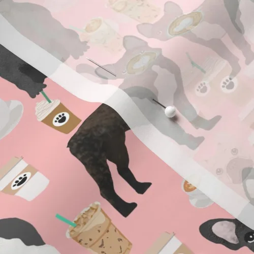 Vista 5 de Spoonflower Tela – Bulldogs franceses de café, lindos franceses, los mejores perros Bulldog Frenchie y estampados en tela de gasa, vestidos de moda
