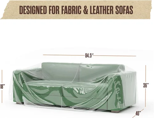 Vista 5 de Houseables Funda de plástico para sofá, fundas de plástico para mascotas, protector de sofá transparente para moverse, protector de sofá biplaza