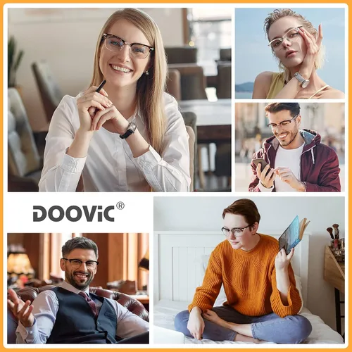 Vista 6 de DOOViC 4 Pack Blue Light Blocking Reading Glasses Fashion & Classic Style Computer Readers for Women Men