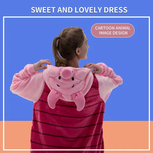 Vista 3 de COSUSKET Snug Fit Unisex Adult Onesie Pajamas, Flannel Cosplay Animal One Piece Halloween Costume Sleepwear Homewear