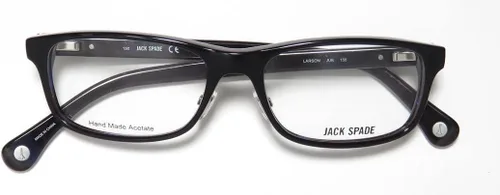 Vista 2 de Jack Spade Larson - Lentes rectangulares para hombre y mujer con bisagras flexibles de borde completo, auténticos coleccionables de forma clásica