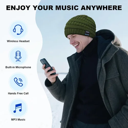 Vista 28 de Rotibox - Gorro inalámbrico con Bluetooth para deportes al aire libre, regalo de Navidad.