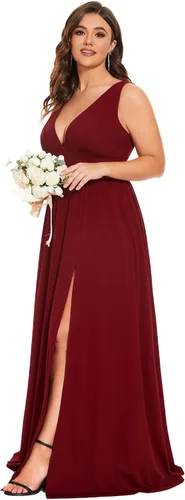 Vista 3 de Ever-Pretty Vestido formal sin mangas plisado con abertura alta para mujer, talla grande, 0168B-DA1