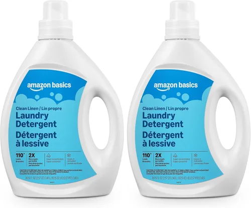 Vista 9 de Amazon Basics Detergente líquido concentrado para ropa, ropa limpia, 110 cargas, 82.5 onzas líquidas, el embalaje puede variar