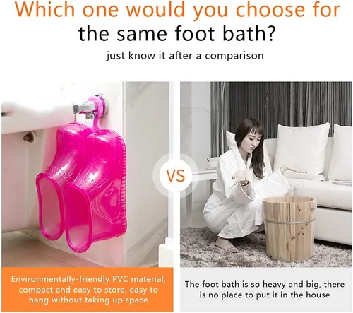 Vista 2 de Zapatos de baño de pies de masaje, zapatos portátiles de baño de pies tipo gancho, 1 par de botas portátiles de spa para relajación, masaje térmico