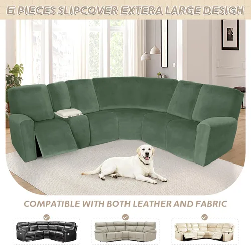 Vista 479 de Arfntevss Fundas de sofá seccional reclinable de terciopelo, Funda de sofá seccional de esquina para sofá reclinable, Funda elástica suave
