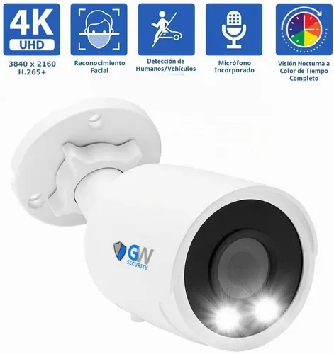 Vista 2 de GW Security 4K Smart AI Sistema de cámara de seguridad, 8 canales 12MP PoE NVR, 4 x UHD 4K 8MP IP cámaras bala de micrófono para interiores