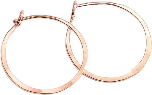 Vista 23 de Aretes de aro finos martillados, elegantes plata esterlina geométrica sólida, relleno de oro y relleno de oro rosa; para mujer por Lotus Stone