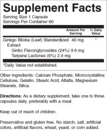 Vista 2 de Ginkgo Biloba 40 mg 60 Caps por Nature's Blend