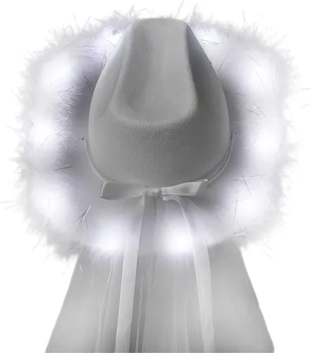 Vista 4 de blinkee Sombrero de vaquera de novia con velo para despedida de soltera y despedida de soltera
