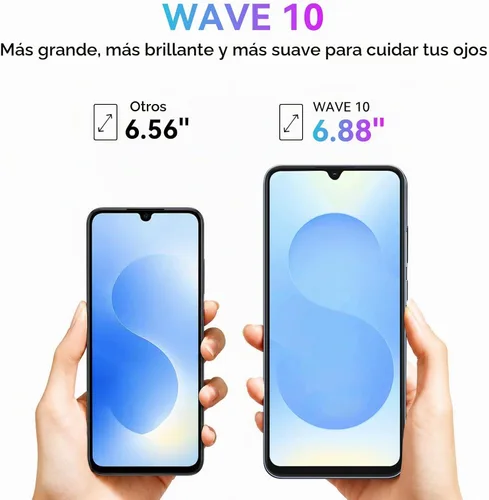 Vista 4 de Blackview Wave 10 Teléfono celular desbloqueado, Smartphones para T-Mobile Android 16, 6.88 pulgadas, 120 Hz, 32 GB + 128 GB, 1 TB expandible, 32