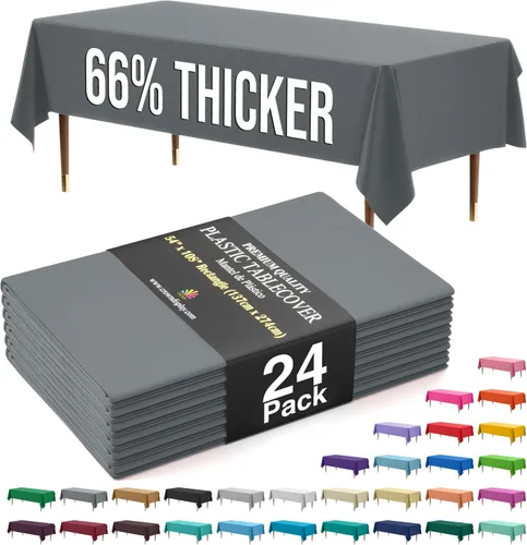 Vista 62 de Exquisite 66% Thicker Premium Plastic Table Cloth Rectangle Table Cover 0.5 Mil 6 Pack Aqua Table Cloth 54 Inch x 108 Inch Disposable Tablecloth