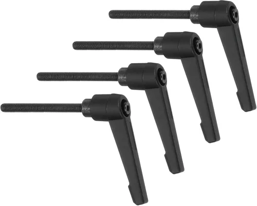 Vista 16 de uxcell 4 perillas ajustables M5 x 0.472 in, rosca macho, botón de trinquete, bloqueo rápido, perno giratorio para maquinaria de torno, color negro