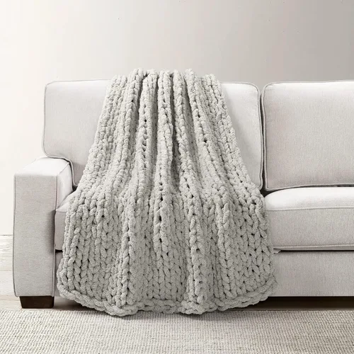 Vista 10 de Lush Decor Hygge - Manta o manta de felpilla de punto grueso, ultra suave y acogedora, 72 x 40 pulgadas, marfil