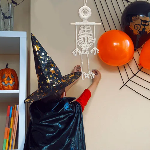 Vista 6 de FREEBLOSS Kit de esqueleto de macramé para Halloween, decoración de macramé con instrucciones (idioma español no garantizado), decoración de fiesta