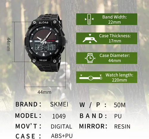 Vista 7 de SKMEI Reloj deportivo digital para hombre, ultrafino, grande, impermeable, con cronómetro, temporizador de cuenta regresiva, función de alarma, luz