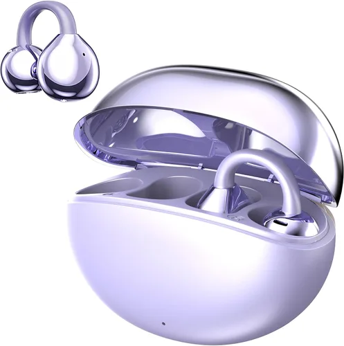 Vista 10 de Auriculares con clip, auriculares abiertos inalámbricos Bluetooth 5.4 con micrófono, auriculares con clip de oreja, mini auriculares para correr