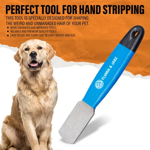 Vista 2 de Pelar con bordes de diamante de metal para perros, gatos y mascotas con agarre de plástico (fino)