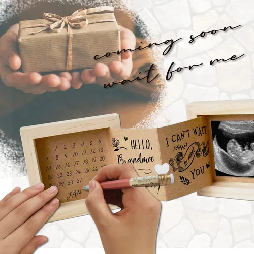 Vista 5 de Yudarte Regalos de recuerdo para abuelos por primera vez, anuncio de embarazo para abuela y abuelo, anuncio de bebé, ecografía, caja de imágenes