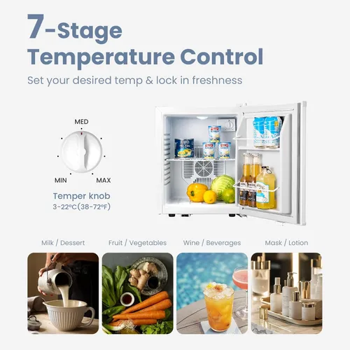 Vista 2 de Mini refrigerador y hielera – Mini refrigerador de 26 litros para dormitorio, refrigerador pequeño de 38 a 72 ℉ para oficina, hogar, apartamento