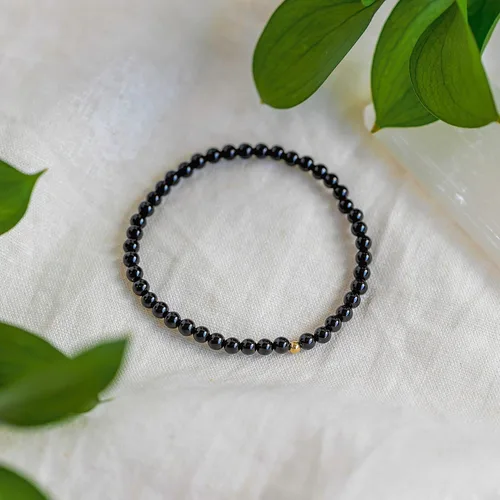 Vista 3 de Charged Healing Crystal Bracelet - Natural 4mm Gemstones with 14k Gold Filled Bead, Stretch Cord - Semi-Precious Jewelry for Women & Men