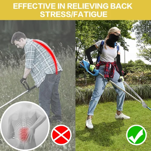 Vista 7 de Mango de malezas con correa para el hombro, extensión de agarre ergonómica para recortar cuerdas, mango de recortador de césped con abrazadera