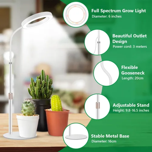 Vista 5 de Aumtrly Luces de cultivo para plantas de interior, luz de escritorio de 80 LED de espectro completo para el cultivo de plantas pequeñas, lámpara