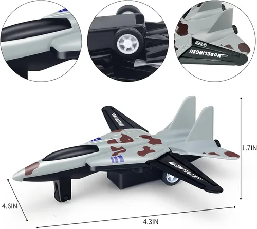 Vista 4 de Paquete de 8 juguetes de avión para niños de 3, 4, 5, 6 a 9 años, aviones de metal fundido a presión, aviones de combate, aviones a chet