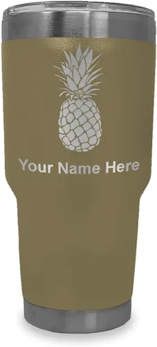 Vista 24 de LaserGram Vaso aislado al vacío de 20 onzas, piña, grabado personalizado incluido (negro)