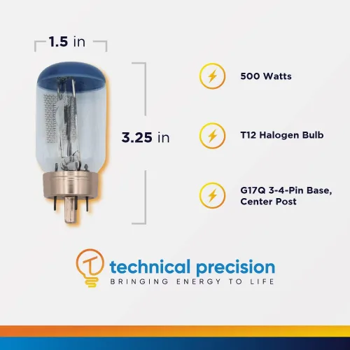 Vista 2 de Technical Precision para proyector Eversmart Carousel 600 DEK - 1 paquete 500W · Luz · Base G17Q de 4 pines · Parte superior opaca T12 · 3250K · 25