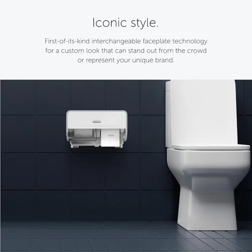 Vista 7 de Kimberly-Clark Professional Dispensador de papel higiénico sin núcleo ICON (58712) Horizontal Wall Mount, 2 Roll Capacity, White Mosaic Faceplate