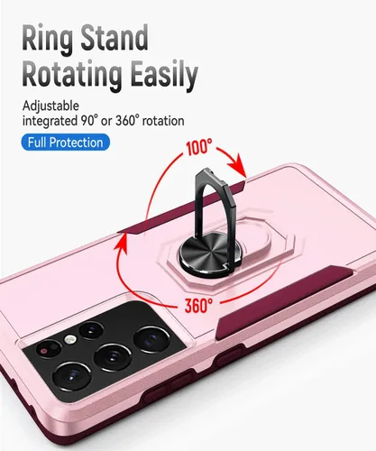 Vista 4 de Funda para Samsung Galaxy A52 5G, a52 Samsung resistente [grado militar] 16 pies. Funda protectora extrema de doble capa con soporte magnético