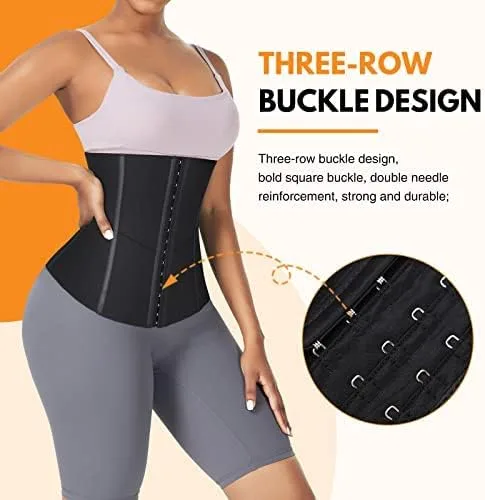 Vista 5 de FeelinGirl Waist Trainer for Women Adjustable Underbust Corsets Latex Body Shaper 9 Steel Bones 3 Rows for Hooks and Pocket