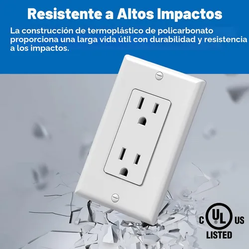 Vista 3 de BESTTEN Paquete de 20 tomas de corriente decoradora de pared de 15 amperios, no resistente a manipulaciones, placa de pared incluida
