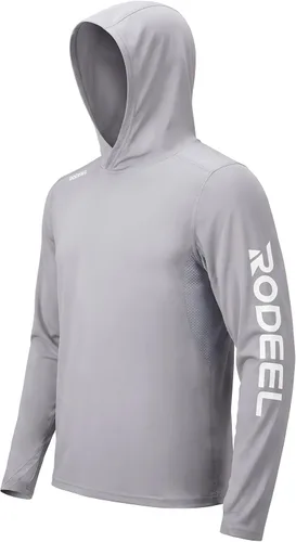 Vista 14 de Rodeel Camisas de pesca para hombre de manga larga que absorbe la tela UPF 50 protección solar camisa de rendimiento a. Negro