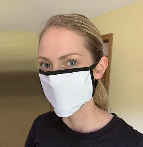 Vista 2 de 3dRose Be Up With The Boards Kitesurf White Silhouette Aquai Text - Face Masks (fm_356854_2)