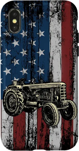 Vista 5 de Patriotic Tractor American Flag Tractor Farm Gift Farmer Case for iPhone 17