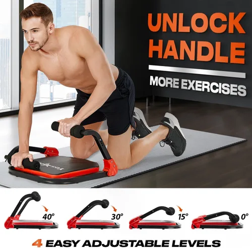 Vista 12 de Yes4All Máquina de Abdominales para Cuerpo Total y Core Abdominal, Sentadillas Bloqueables con Mango Ergonómico de Espuma y 2 Bandas de Resistencia