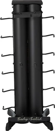 Vista 2 de Body-Solid Vertical Gym Organizer Package with Lat and Curl Bar, Revolving Bars, Tricep Pressdown and Handles, Compact Storage Rack for 20 Handles &
