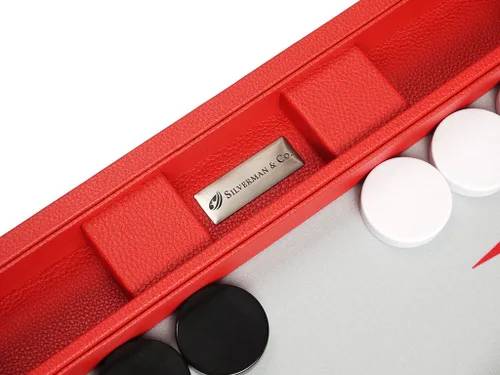 Vista 5 de Juego de Backgammon Premium de 19 pulgadas - Tamaño Grande - Red Board