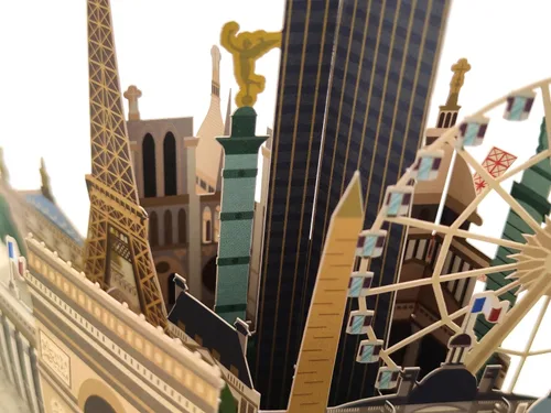 Vista 2 de ASVP Shop Paris Skyline - Tarjeta emergente hecha a mano, tarjeta de felicitación 3D con monumentos icónicos, tarjeta para amigos, tarjeta de feliz