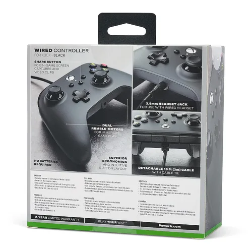 Vista 10 de PowerA Wired Controller for Xbox Series XS - Black, gamepad, video game controller, gaming controller, works with Xbox One and Windows 1011