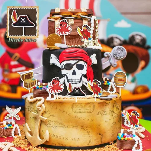 Vista 6 de WERNNSAI 49 piezas de decoración pirata para cupcakes