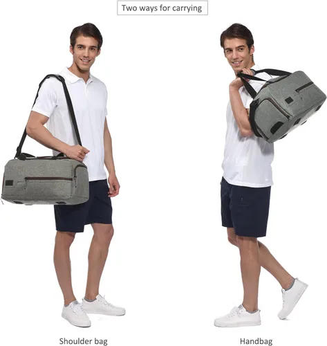 Vista 7 de MarsBro Bolsa de lona resistente al agua con compartimento para zapatos para gimnasio y viajes