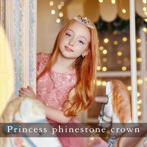 Vista 4 de 32 piezas de tiara de cristal para niñas, tiara de diamantes de imitación, diadema de princesa de cristal, corona de corazón plateado, diadema