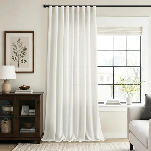 Vista 42 de Jowels Natural Linen Curtains 96 Inches Long 2 Panels for Living Room
